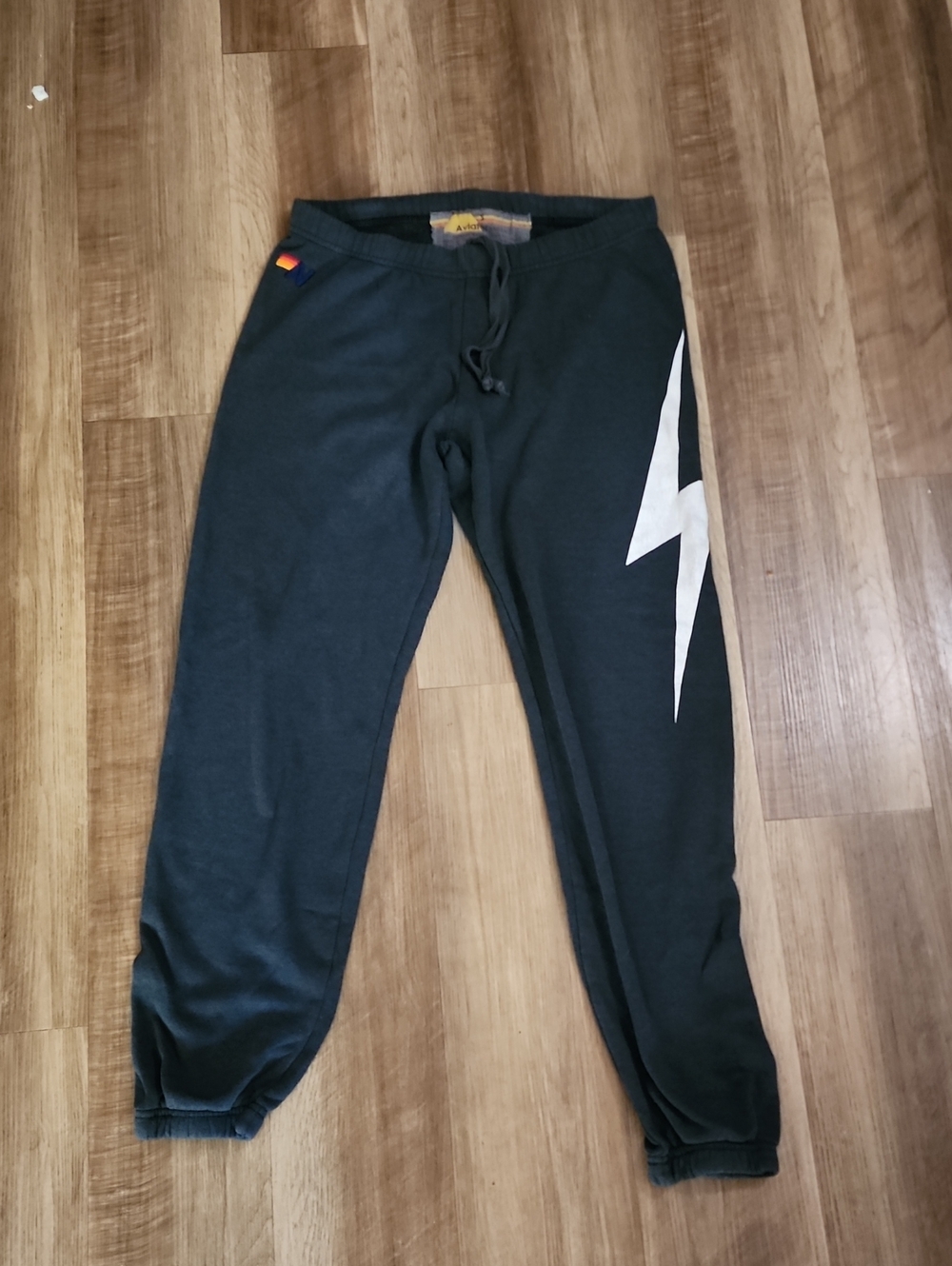 Aviator Nation Lightning Bolt Sweatpants Black Joggers Women's Lounge Pants - Picture 2 of 9